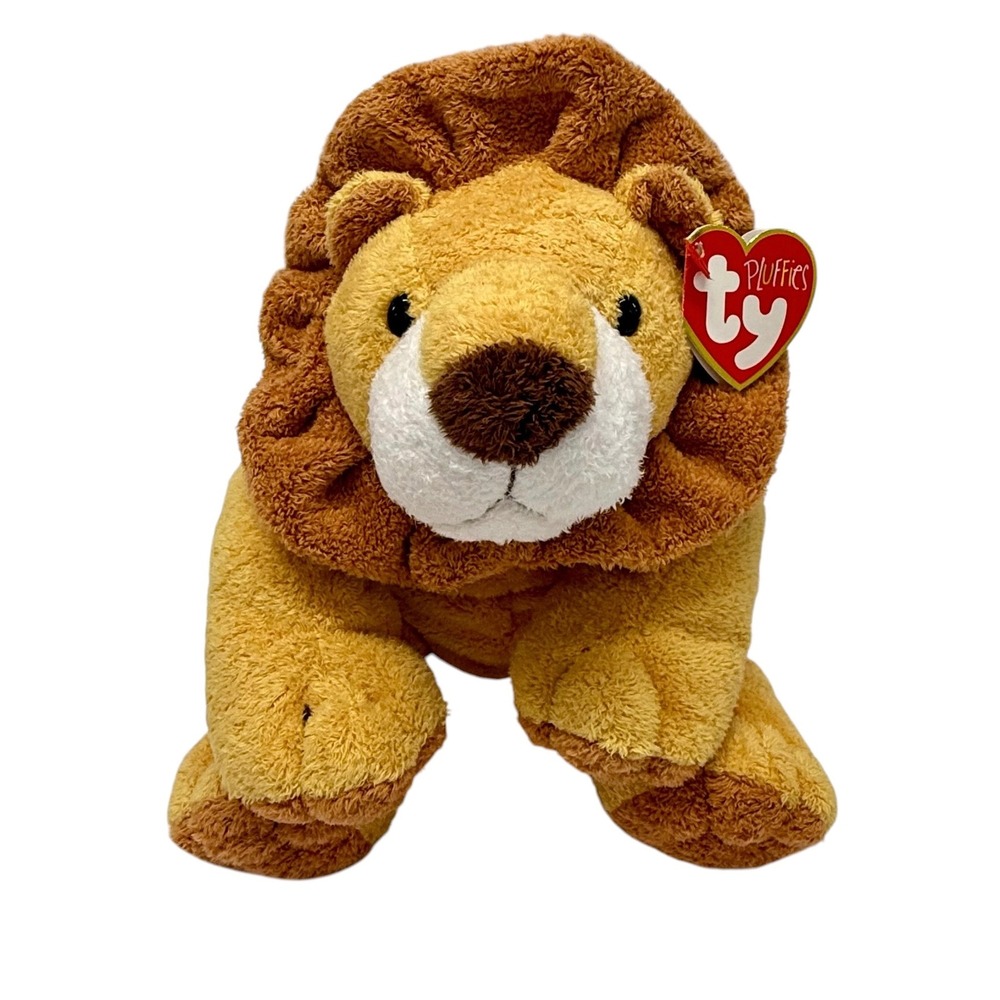Ty Pluffies Catnap Lion Plush Stuffed Animal Yellow Brown 9 inch 2002 3233